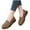 Khaki, variant on Eltusu Women Loafer Flat Shoes, Breathable No Slip Round Toe PU Dress Shoes Brown Size 6