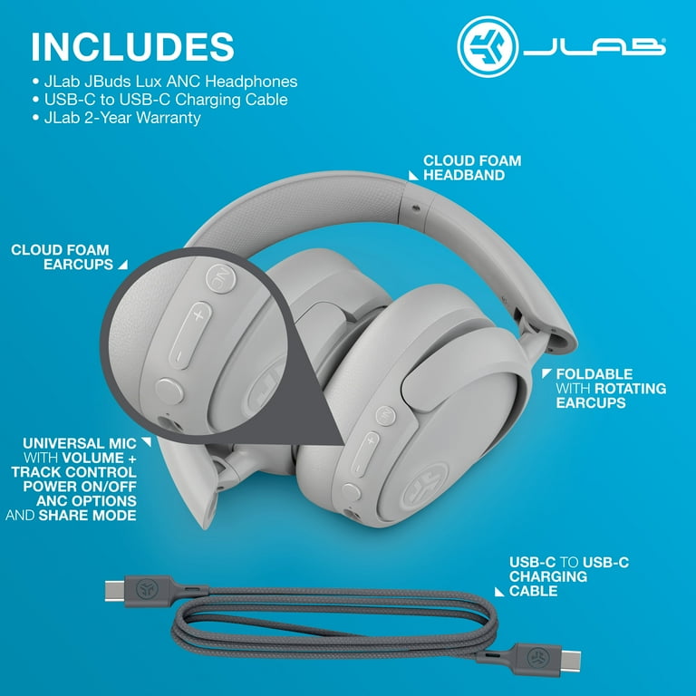 JLab, Bluetooth Headphones, JBuds Lux ANC, Noise Cancellation