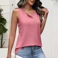 thumbnail image 6 of YUGYXL Womens Tank Tops Button Spring Summer Sleeveless Tee Henley Shirt Square Neck Basic Outfits Clothes Pink Top XXL, 6 of 9