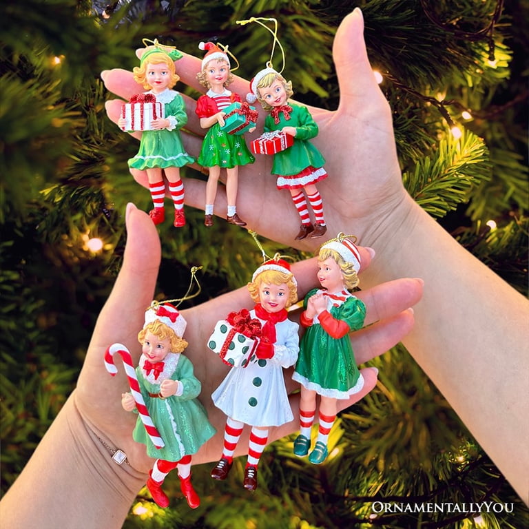 Nostalgic Victorian Christmas Girl Charming Set of 6 Ornaments