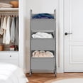 thumbnail image 3 of 3-Tier Vertical Rolling Laundry Hamper with Removable Bags 120L Stackable Laundry Sorter Basket Clothes Hamper with Wheels for Small Spaces Closet Bedroom Bathroom Laundry Room Gray, 3 of 7