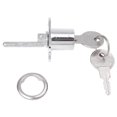 thumbnail image 2 of 2pcs 19mm Cylinder Head Diameter Silver Tone Metal Drawer Plunger Lock with 2 Keys, 2 of 3