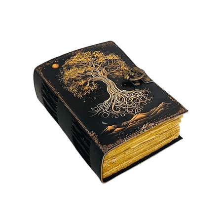 Tree of Life Leather Journal – 5x7 Inch Handmade Paper Diary 200 Pages Vintage Lock Eco-Friendly Writing Notebook Artistic Gift for Festivals & Special Occasions