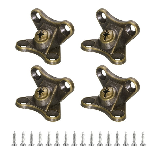Unique Bargains 4Pack Removable Corner Brace, Metal Butterfly L Brackets Right Angle Support with Screws (Bronze)