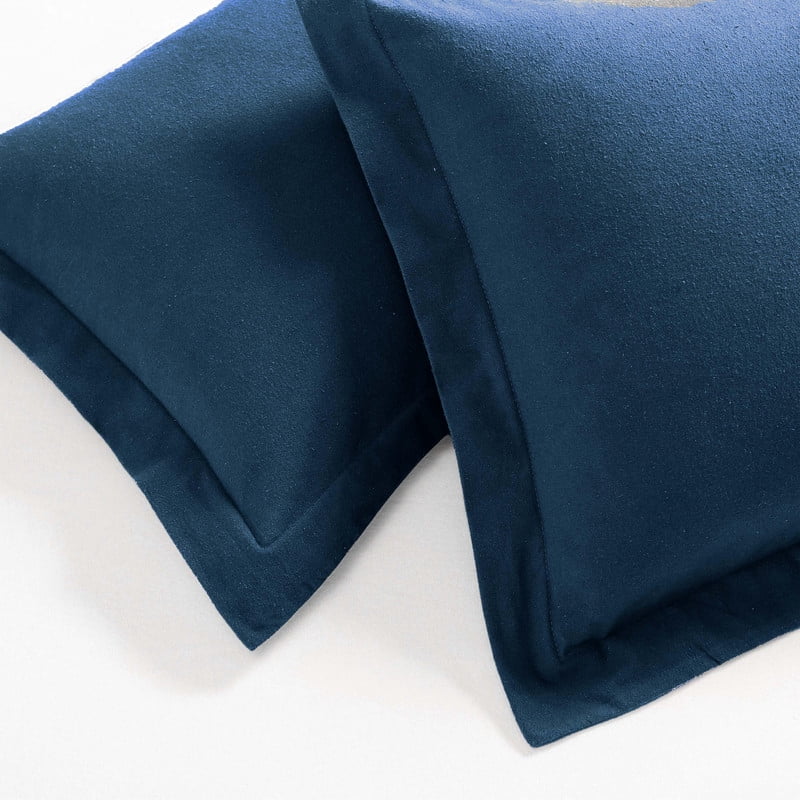 Superior Cotton Flannel Solid Duvet Cover Set, King/California King, Navy Blue