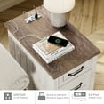 thumbnail image 5 of Antique White Side Table with Drawer & Cabinet, Elegant End Table with Charging Station, Wooden Nightstand for Bedroom, Living Room, 5 of 7