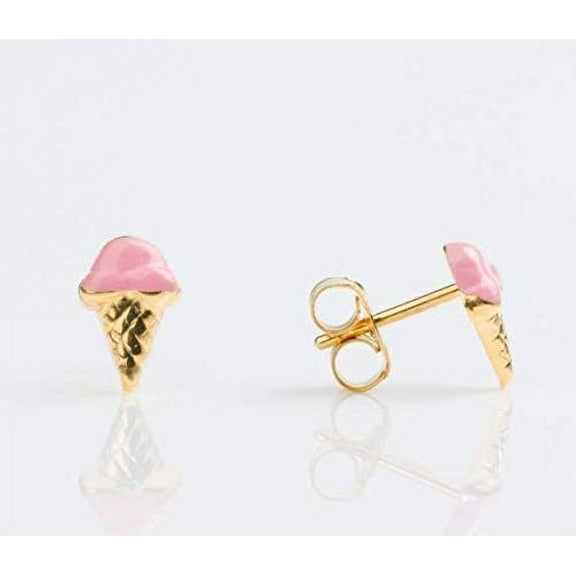 STUDEX Tiny Tips Stud Earrings Pink Ice Cream Cone Hypoallergenic for Little Ears-TT-6008