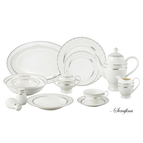 Lorren Home Trends Bone China 57 Piece Dinnerware Set, Service for 8