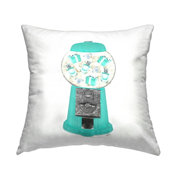 Stupell Industries Turquoise Vintage Fashion Accessories Gumball Machine Design by Amanda Greenwood Throw Pillow