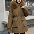 thumbnail image 2 of Womens Winter Coats Thicken Warm Parka Oversized Puffer Jacket Padded Outerwear with Shaggy Hood Adjustable Waist Trendy 2025 Jackets Coat, 2 of 4