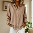 thumbnail image 5 of Womens Button Down Shirts Fashion Striped Printed Dress Shirt Long Sleeve Collared Office Work Blouses Tops, 5 of 5