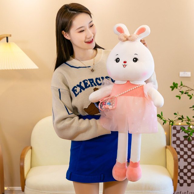 Cute / Soft / Rabbit Plush Toy / Backpack Sweet Rabbit Doll / /bow Bunny / Children's Birthday Gift / Christmas Giftpink60cm Deng Xun unisex
