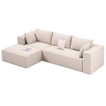 Craftian 107 Inch Cloud Sectional Couch Modern Modular Sofa with L-Shape Chaise Upholstered Sofa for Living Room Bedroom Beige