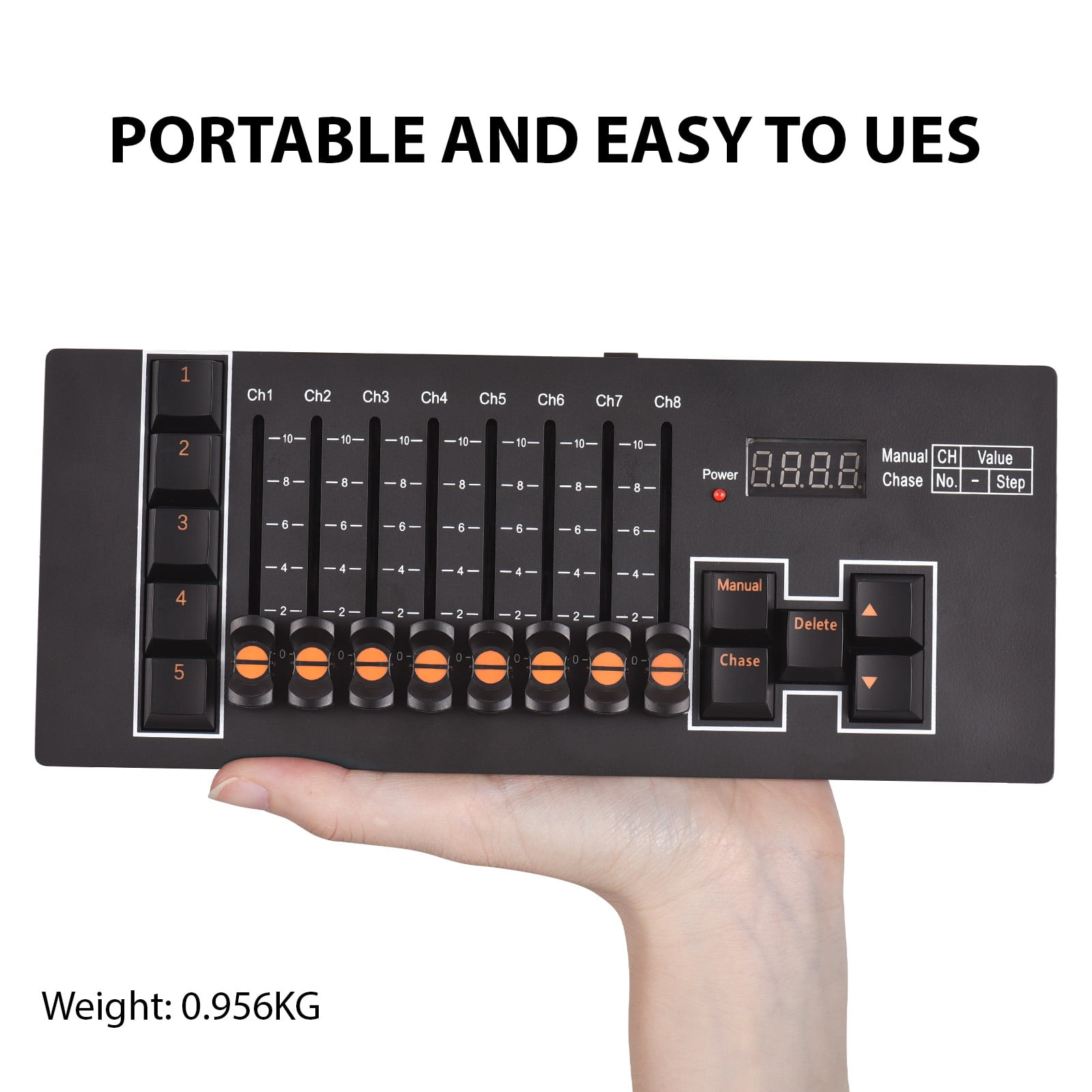 DMX Controller DMX 512 40 Channel Stage DJ Light Controller for DJ Lights Party Light Shows Disco Pub Light Controller Console Panel with Power-off Memory Type-C Rechargeable DMX Light Controller