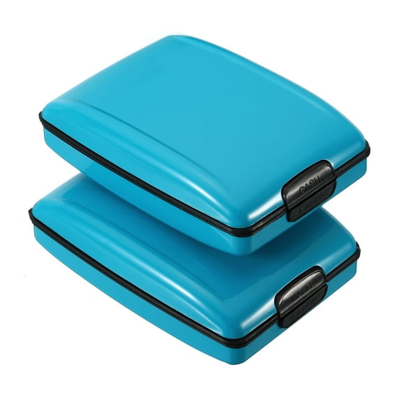 Uxcell RFID Wallet Credit Card Holder Aluminum Metal Women Men Purse Hard Case Sky Blue 2 Pack