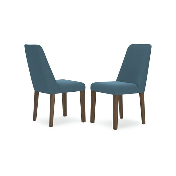 Signature Design by Ashley Lyncott Contemporary Dining Room Upholstered Side Chair with Foam Cushion, Set of 2, Blue & Brown
