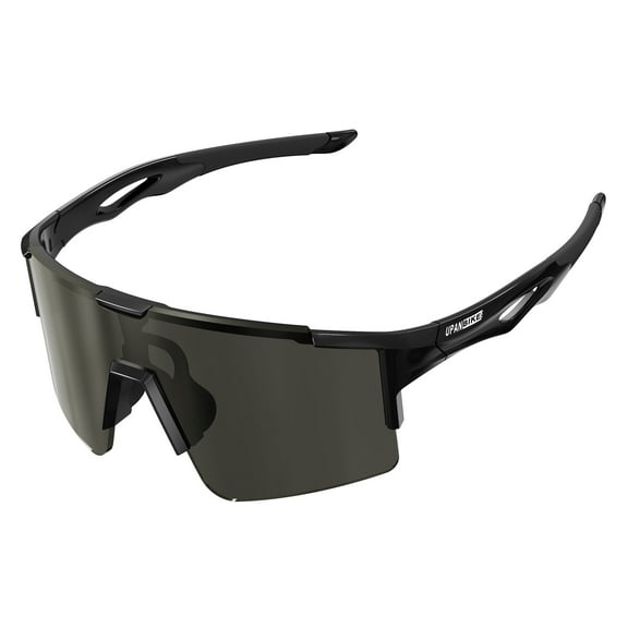 UPANBIKE Bike Cycling Sunglasses Sports Sunglasses Anti-UV400 Large Size Lens TR90 Unbreakable Frame, Glossy Black Frame/Grey Lens