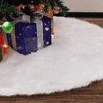 thumbnail image 4 of yuboo Mini White Fur Christmas Tree Skirt, 24 inches Luxury Fluffy Small Xmas Tree Mat for Slim Pencil Table Tree Decorations for Holiday Party, 4 of 5