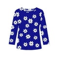 thumbnail image 5 of Abcomgle Girls Long Sleeve T Shirts Size 7-8 Trendy Daisy Flower Print Crewneck Shirts for Girls Fall Basic Top for Girls Trendy Girls Blouses 4-5 Years,Blue, 5 of 6