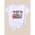thumbnail image 3 of Easter Eggs Graphic Fashion Sports Tee, Round Neck Workout Short Sleeves Tops, Women's Activewear, 3 of 7