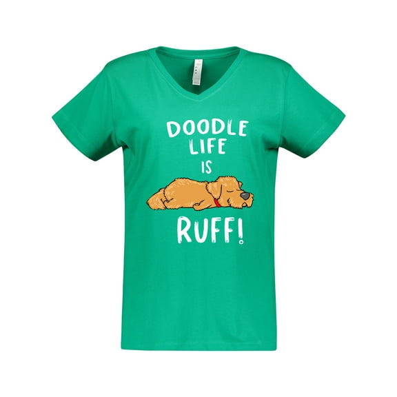 Inktastic Doodle Life is Ruff Golden Doodle Women's V-Neck T-Shirt