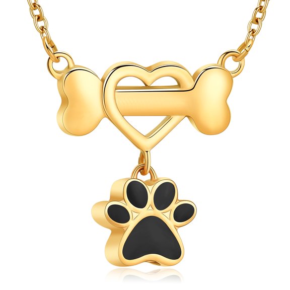 Personalize Dog Paw Print Bone Heart Urn Pendant Pet Memory Necklace for Cremation Ashes Holder Memorial Jewelry
