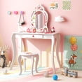 thumbnail image 1 of Gymax Kid Vanity Table Stool Set Storage Drawer Watermelon Patterns Play Makeup Set, 1 of 10