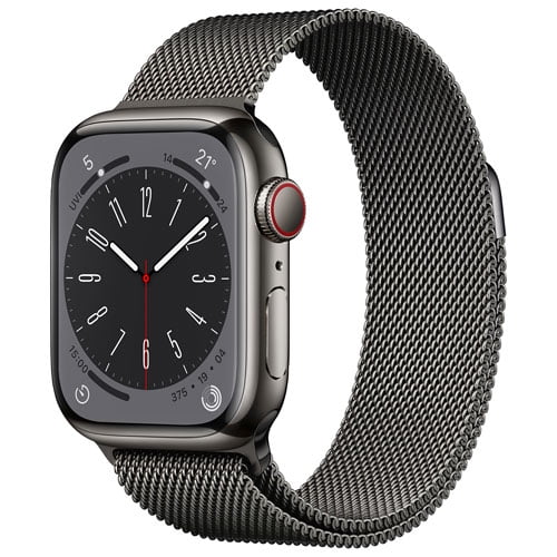 Restored Apple Watch Series 8 (GPS + Cellular 45mm)Smartwatch with Stainless Steel Case with Milanese Loop Like New