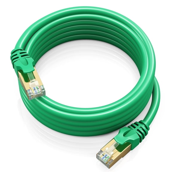 Cat 7 Ethernet Cable 12 ft - High-Speed Cat7 Internet & Network LAN Patch Cables, RJ45 Connectors - Perfect for Gaming, Streaming, and More (Green)