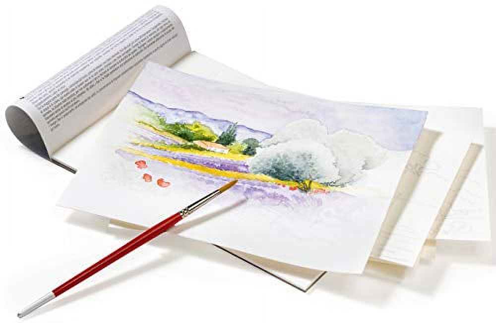 Pebeo Fine Watercolor Half Pan Set -  Set of 24, Round Metal Box with Brush