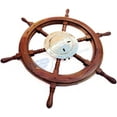 thumbnail image 3 of Nagina International Premium Nautical Decor Ship Wheel | Brass Porthole Clock (36 Inches), 3 of 6