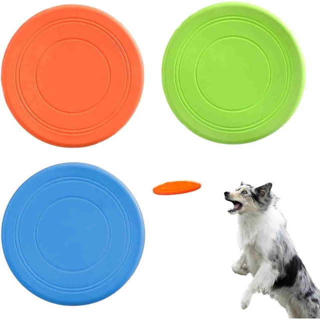 Frisbee Para Perro, 2 Discos Voladores De Competición Para Perros, Juguete Interactivo De Goma Suave Para Perros, Juguete Para Perros Pequeños Y Grandes, Flota Agua