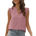 thumbnail image 1 of Blusa sin mangas, blusa sin mangas con cuello en V, blusa sin mangas de encaje, blusas sin mangas con pliegues de encaje, valor inmejorable, 1 of 7