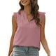 thumbnail image 1 of Blusa sin mangas con cuello en V para mujer, camisetas sin mangas de encaje holgadas informales de Color puro con pliegues para el trabajo diario, color rosa L, 1 of 7
