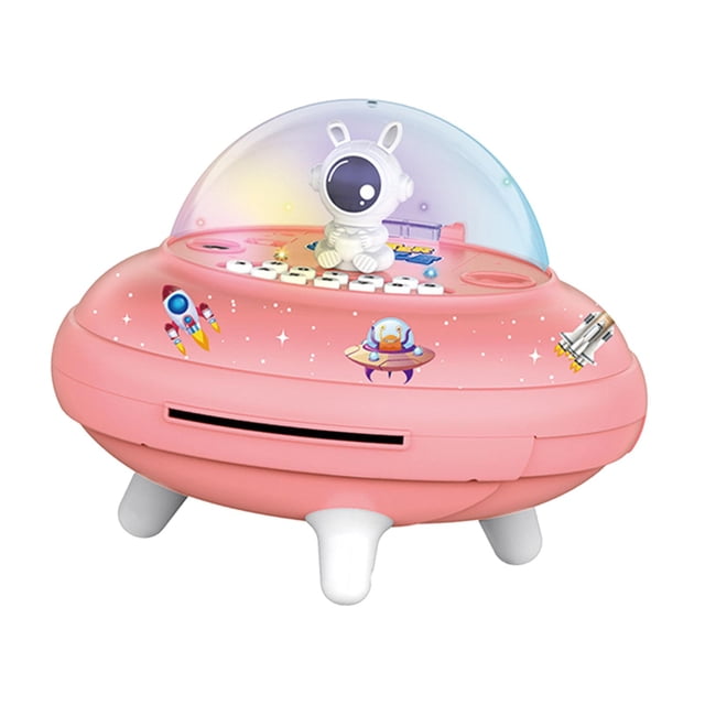 Hucha de nave espacial, cajero automático pequeño, Caja de Ahorros, juguetes, banco de monedas, cajero automático pequeño para niños, regalos , Rosa