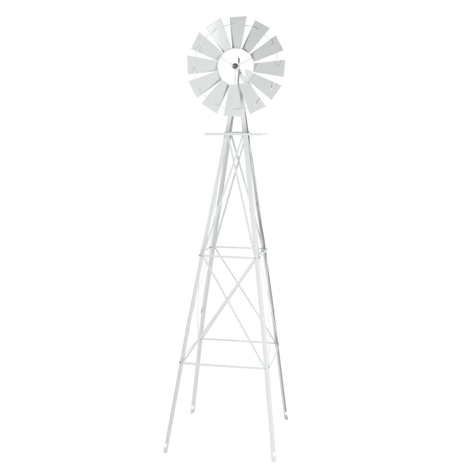 8FT Weather Resistant Yard Garden Windmill Weather Resistant, Ball Bearing for Quiet Operation, for Lawn,Garden, White