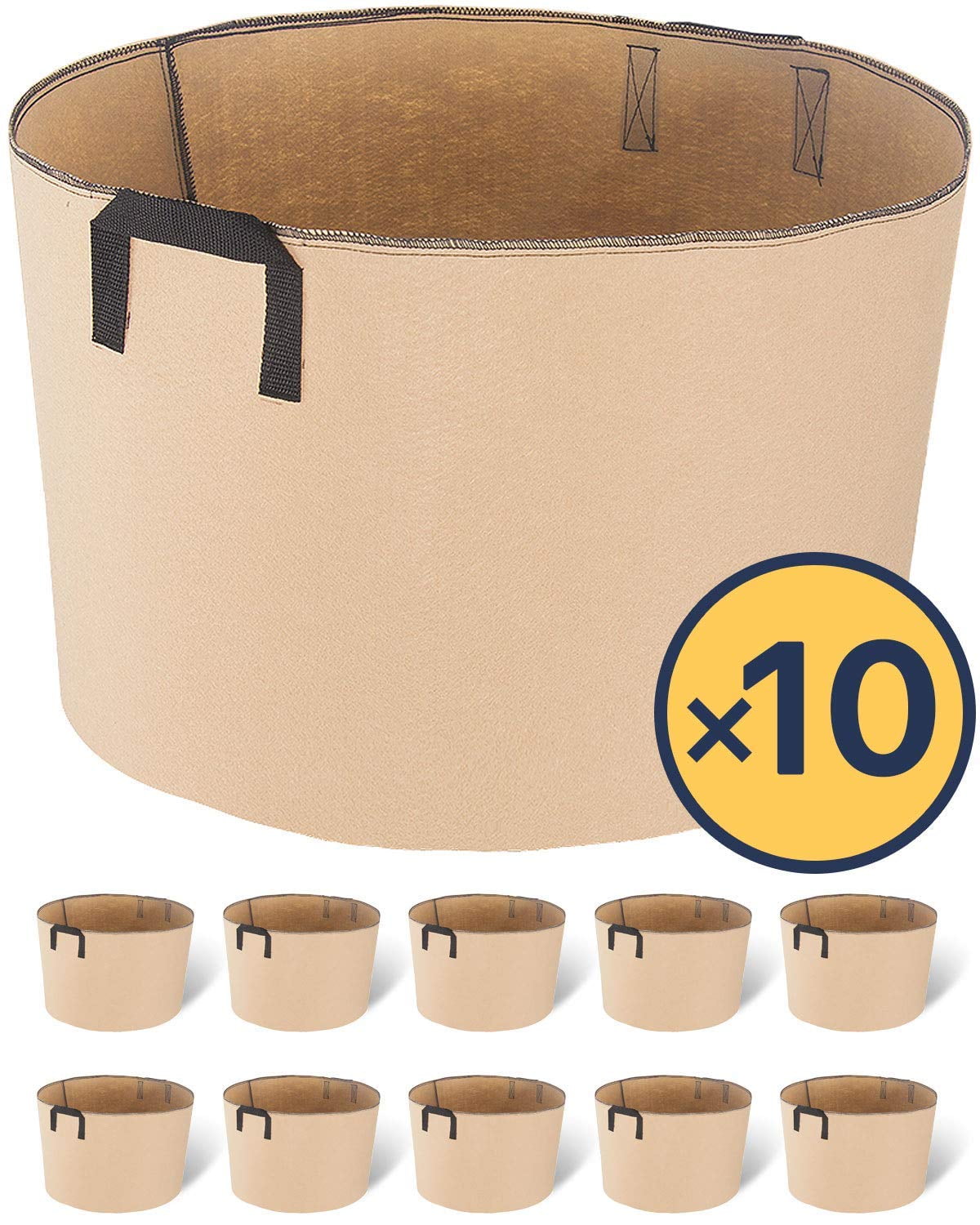 5-Pack 20 Gallon Grow Bags/Aeration Fabric Pots W/Handles Polyester Plant Pot 