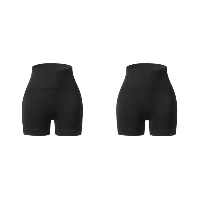 Pantalones cortos sin costuras Minnieouse para mujer gimnasio fitness cintura alta Levantamiento de cadera Negro METRO 2piezas