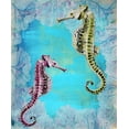 thumbnail image 2 of Boho Hue Studio 15x17 Black Ornate Wood Framed with Double Matting Museum Art Print Titled - Seahorse Couple, 2 of 4