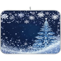 Christmas Gray Snowflake Dish Drying Mat for Kitchen Winter Snow Xmas Grey Microfiber Drying Mats Absorbent Reversible Dish Pad Large Dish Draining Mat 18x24 inch