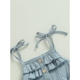 thumbnail image 3 of Kmbangi Kids Girls Jumpsuits Buttons Ruffles Sleeveless Solid Color Rib Knit Rompers Summer Casual Cami Playsuits with Belt, 3 of 8