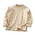 thumbnail image 1 of Gubotare T-Shirts pour Filles T-Shirts à Manches Longues pour Filles Hauts Décontractés à Col Rond pour Enfants T-Shirts Mode Taille 5T 6T (Beige, 5-6 Ans), 1 of 3