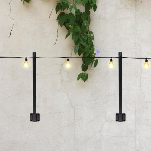 Hemoton Adjustable Black Metal String Light Poles for Outdoor Parties, and Height Adjustable, Ideal for Storage and Events