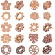 thumbnail image 1 of 1 caja de 20 piezas de 10 estilos de pendientes de madera de nogal con forma de flor y agujero para hacer joyas con pendientes colgantes., 1 of 5