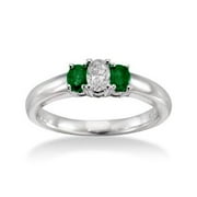 disc per buyer 1.13.06 1/4 Carat Diamond and Emerald Three-Stone Ring — Keepsake Vibrance