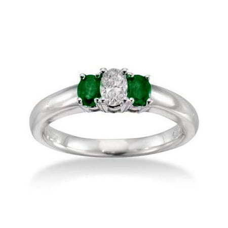 disc per buyer 1.13.06 1/4 Carat Diamond and Emerald Three-Stone Ring — Keepsake Vibrance
