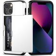 thumbnail image 1 of KOMI for iPhone 13 Mini Case with Card Holder[Store 5 Cards] Dual Layer Heavy Duty Shockproof Wallet Case with Hidden Card Slot Large Storage Case for iPhone 13 Mini (White), 1 of 5