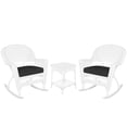 thumbnail image 2 of Jeco 3pc Rocker Wicker Chair Set in White with Black Cushion, 2 of 12