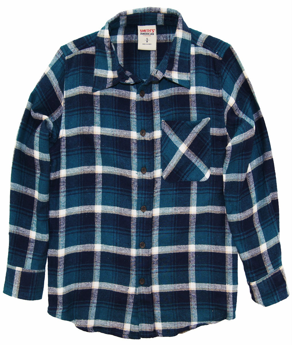 Smith's American Big Boys' Plaid Check Huntsman Flannel Shirt - Walmart.com