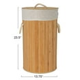 thumbnail image 2 of Household Essentials Bamboo Laundry Hamper with Rope Handles, Lid and Removable Machine Washable Laundry Bag, 15-Gallons, Natural, 2 of 11